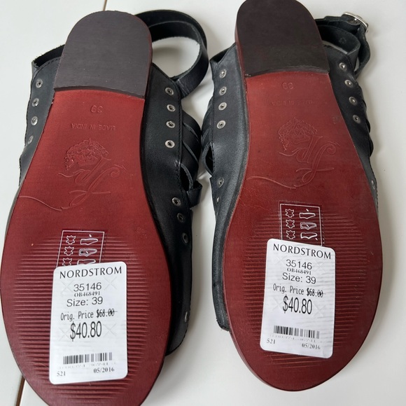 Free People Black Leather Strappy Sandals with red Soles - Picture 6 of 8